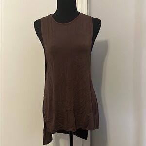 POL Brown Asymmetrical Sleeveless Tank Top